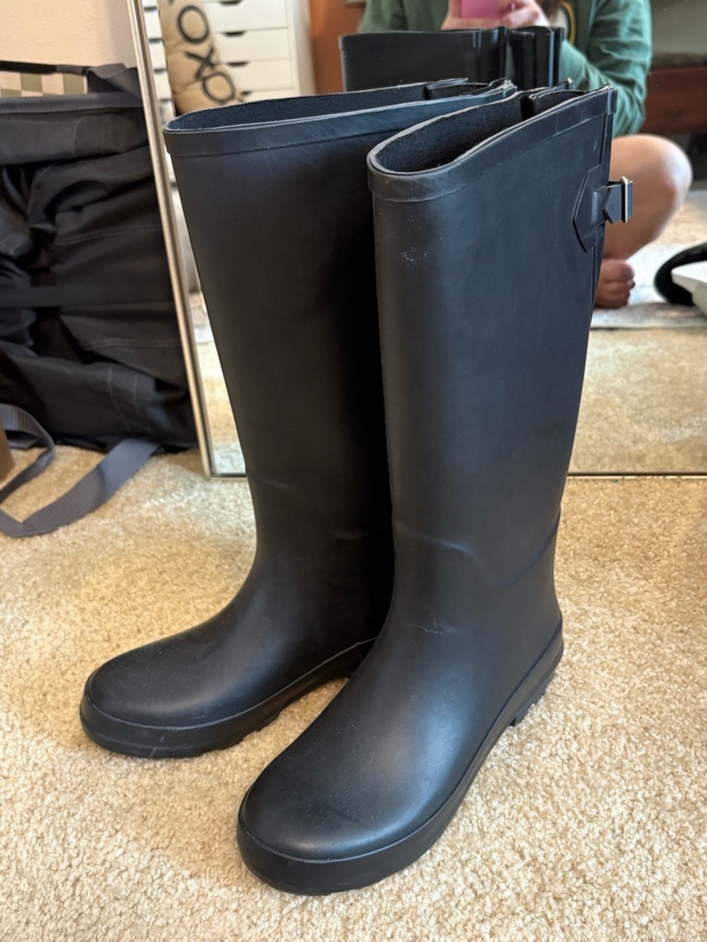 Target Black Tall Women's Rain Boots with Side Buckle